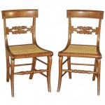 Pair of American Tiger Maple Neoclassical Side Chairs, Ca. 1820