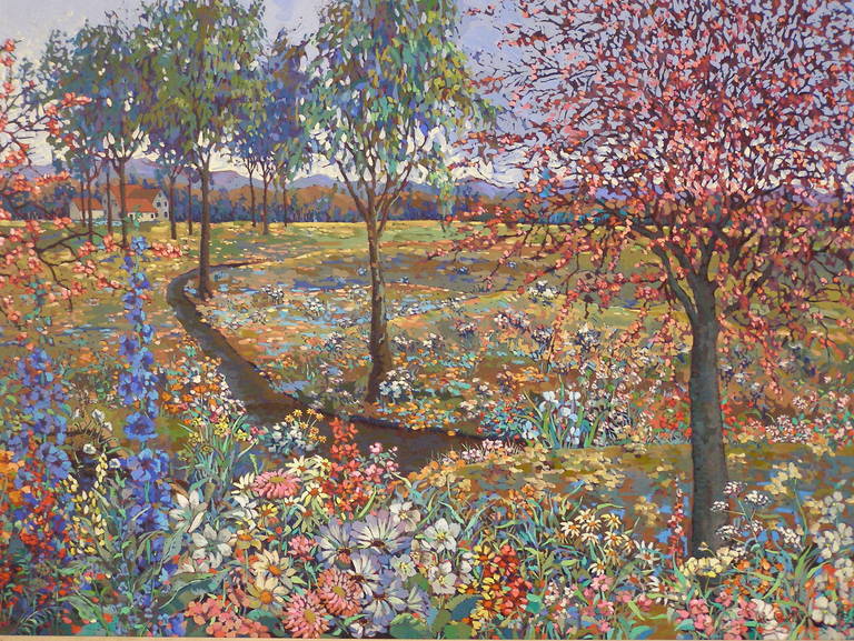 Oil Painting of Flowers in a Landscape by John Powell - Paul Kleinwald ...