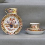 Pair of English Japan Pattern Spode Cans and Saucers, Ca. 1820